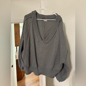 POL Gray V-Neck Sweater